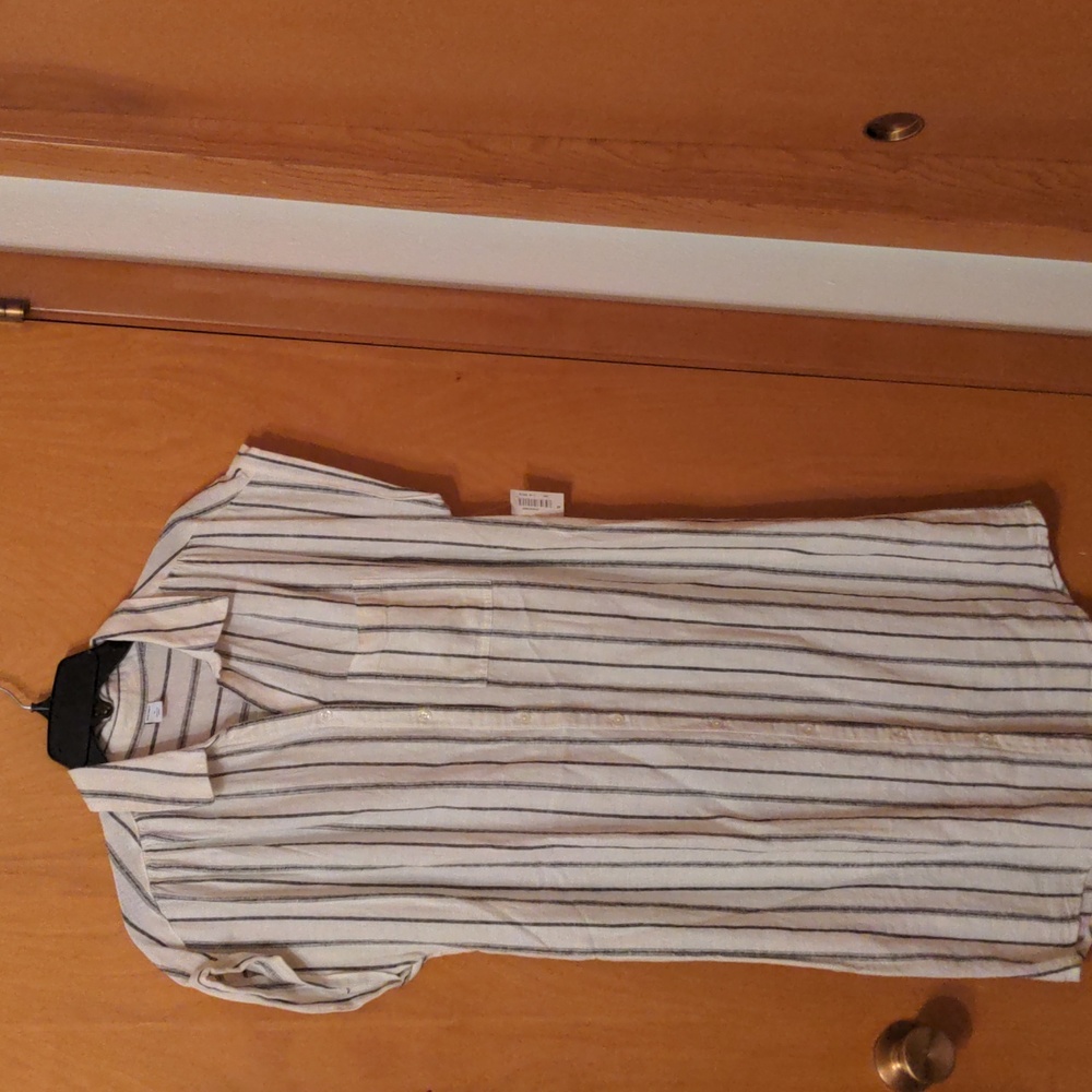 Linen lightweight cuffed sleeve dress